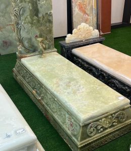سنگ قبر مرمر سبز بهمراه کتیبه و باکس مرمر کد ۰۸۰۰